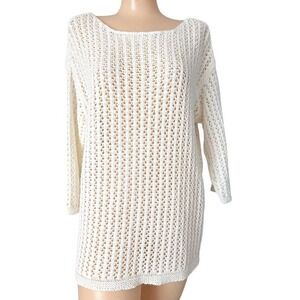 J Jill Chunky Open‎ Knit Sweater Large Oversized Coastal Beach Vacation Resort